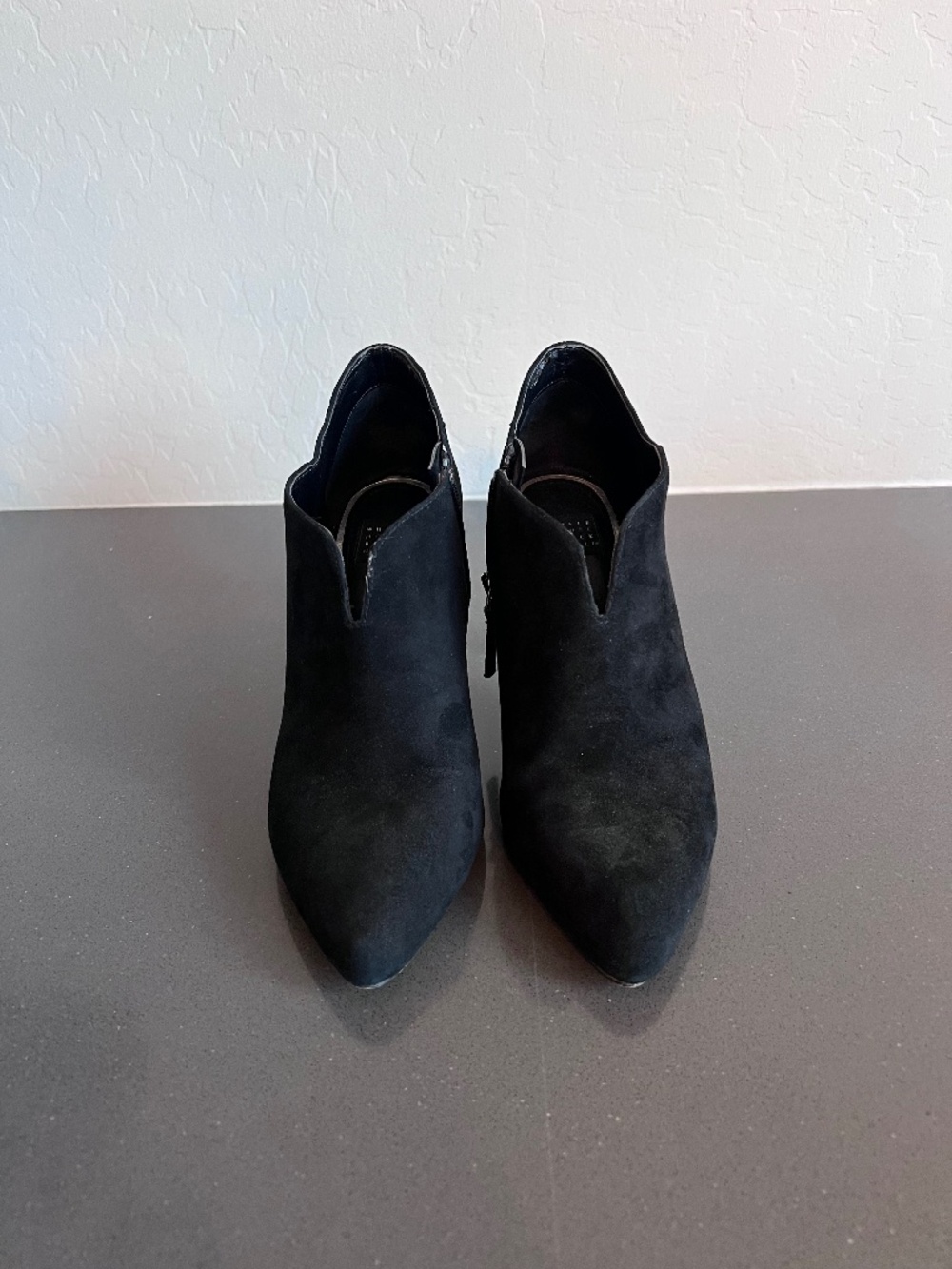 White House Black Market Black Suede Pointed-Toe Stiletto Booties